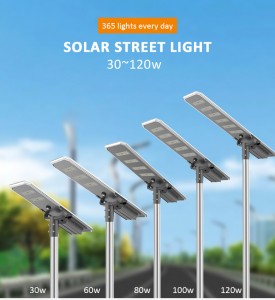 30W 60W 80W 100W 120W Module Type All In One Solar Street Light